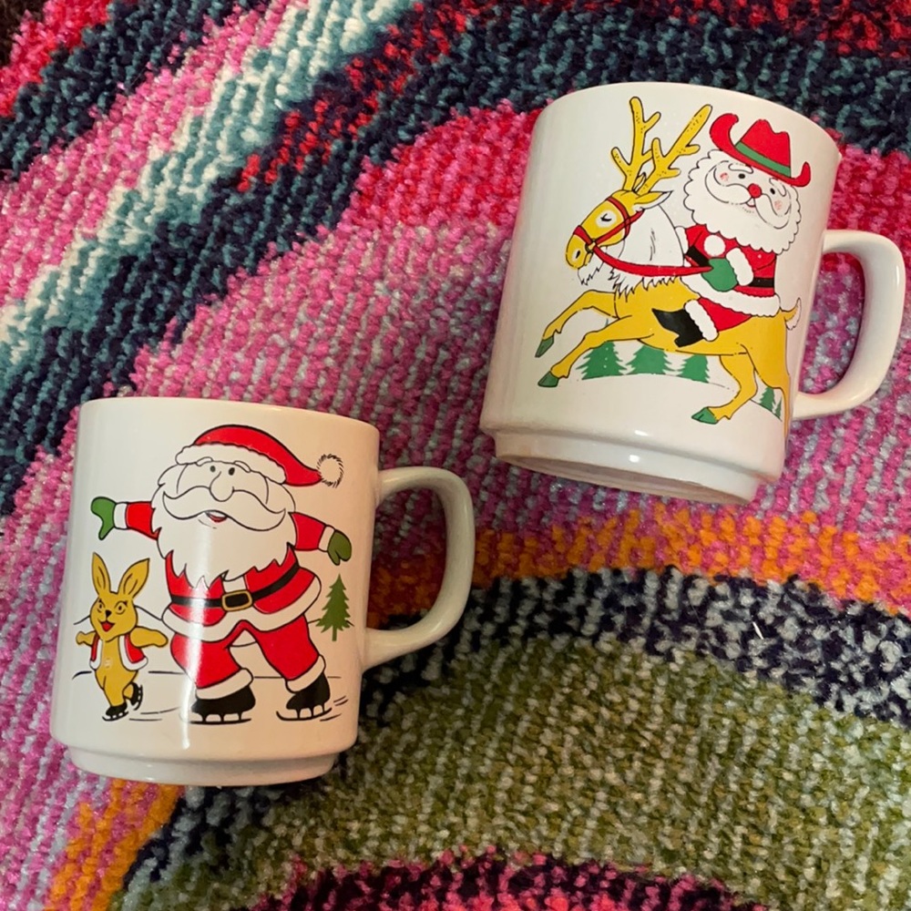Vintage Santa Christmas Mugs set of 2